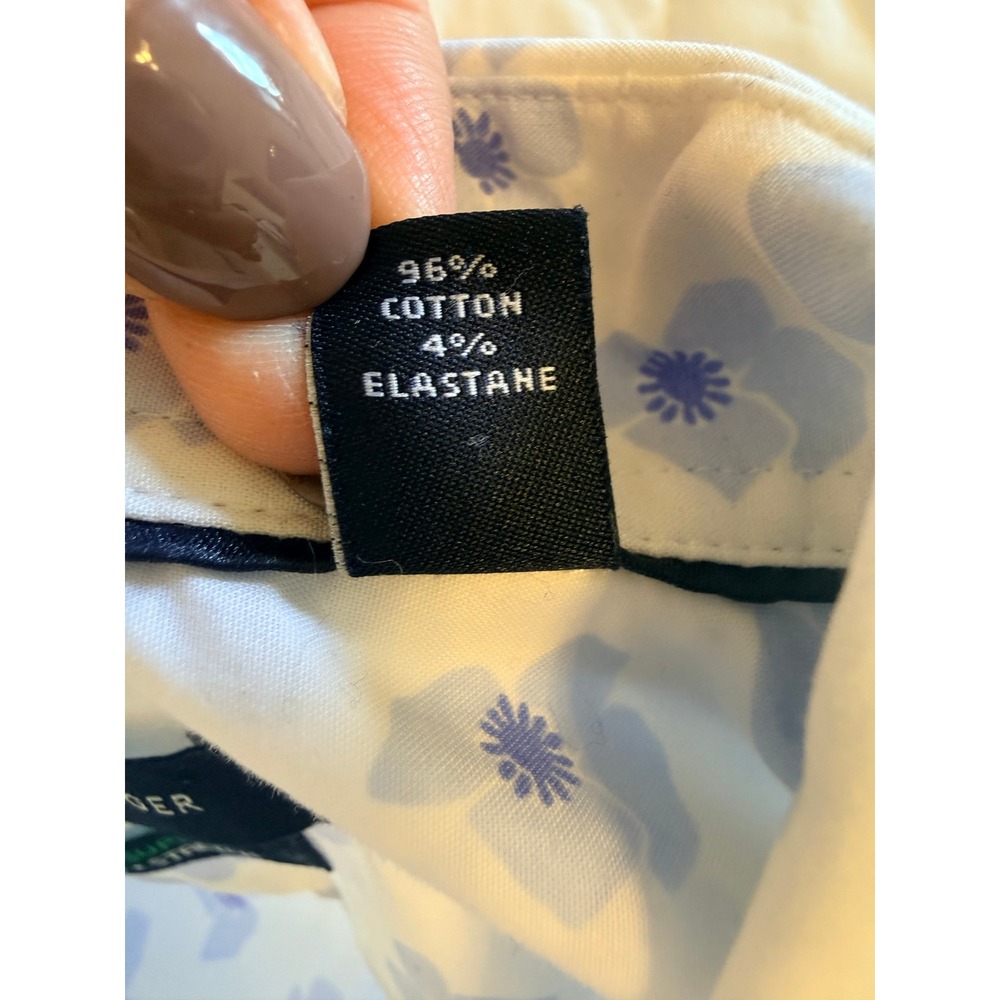 Tommy Hilfiger Mens TH Flex Slim Fit Supima Cotton Blue Floral Dress Shirt 16 L - Picture 5 of 10